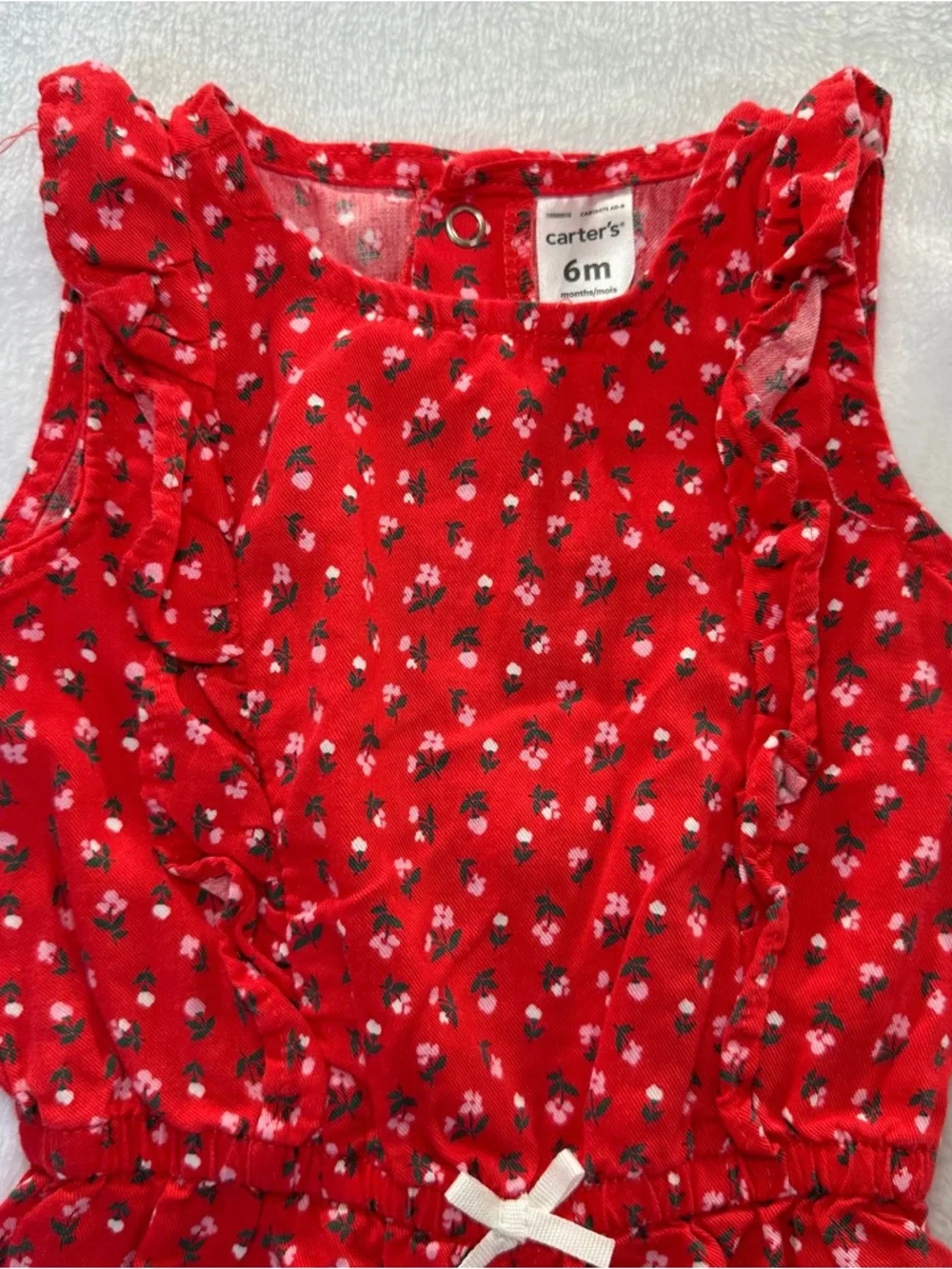 Baby Girl 6M Romper Bundle Carter’s‎ Floral Pink Red Ruffle Sleeveless